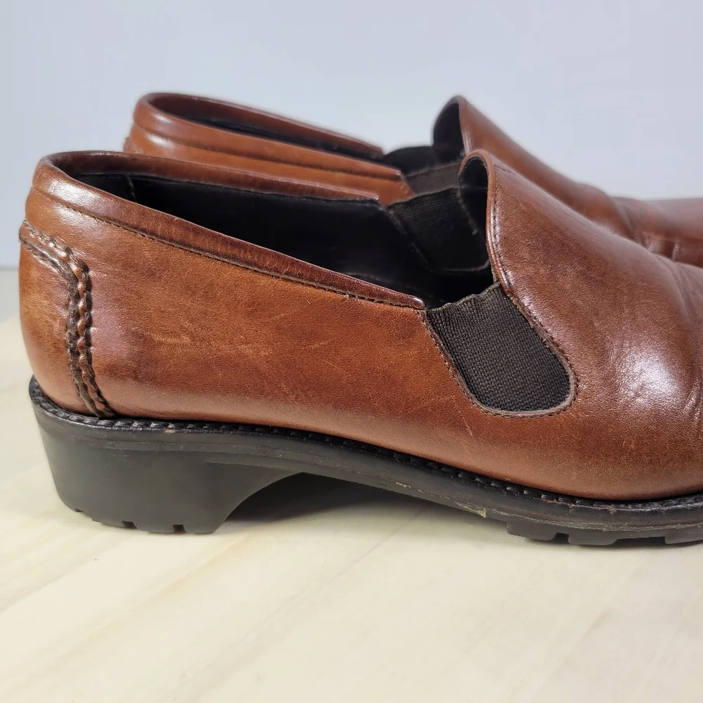 Vintage Cole Haan Country Brown Leather Lug Heel Slip-on Loafer Shoe Size 8 B - Picture 10 of 14